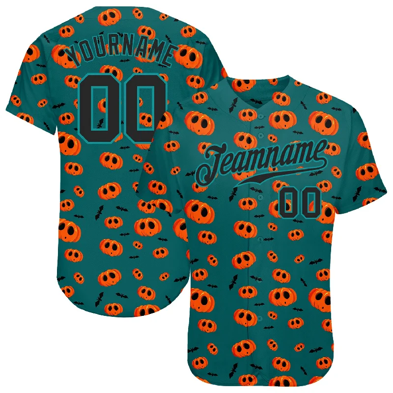 Baseball Jersey for All Seasons-Custom 3D Pattern Halloween Pumpkins Authentic Baseball Jersey