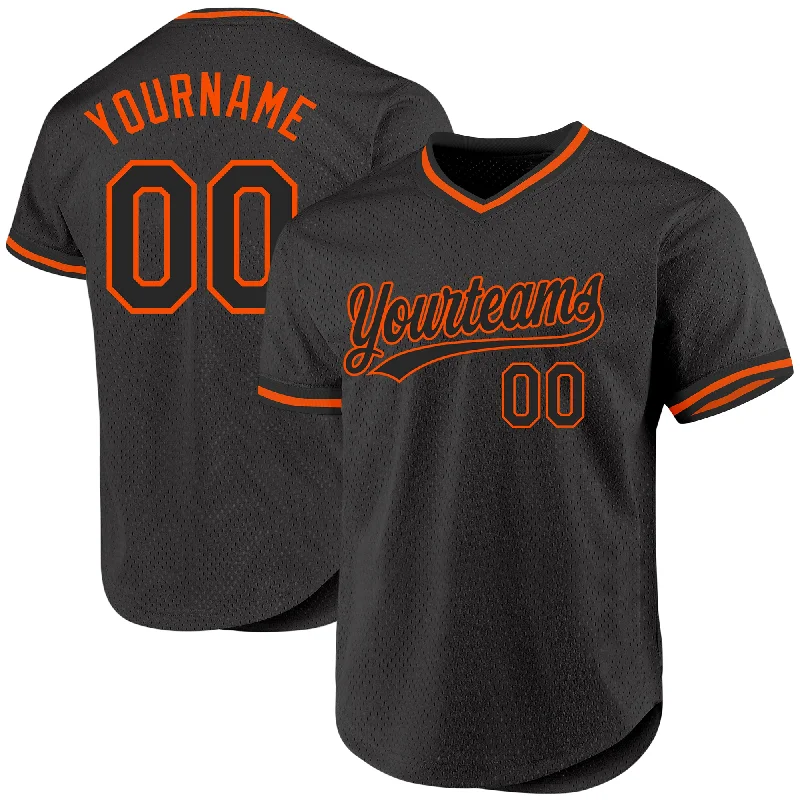 Baseball Jersey with Anti-Odor Technology-Custom Black Orange Authentic Throwback Baseball Jersey