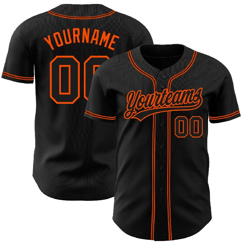 Baseball Jersey for Soft Feel and Breathable Comfort-Custom Black Black-Orange Authentic Baseball Jersey