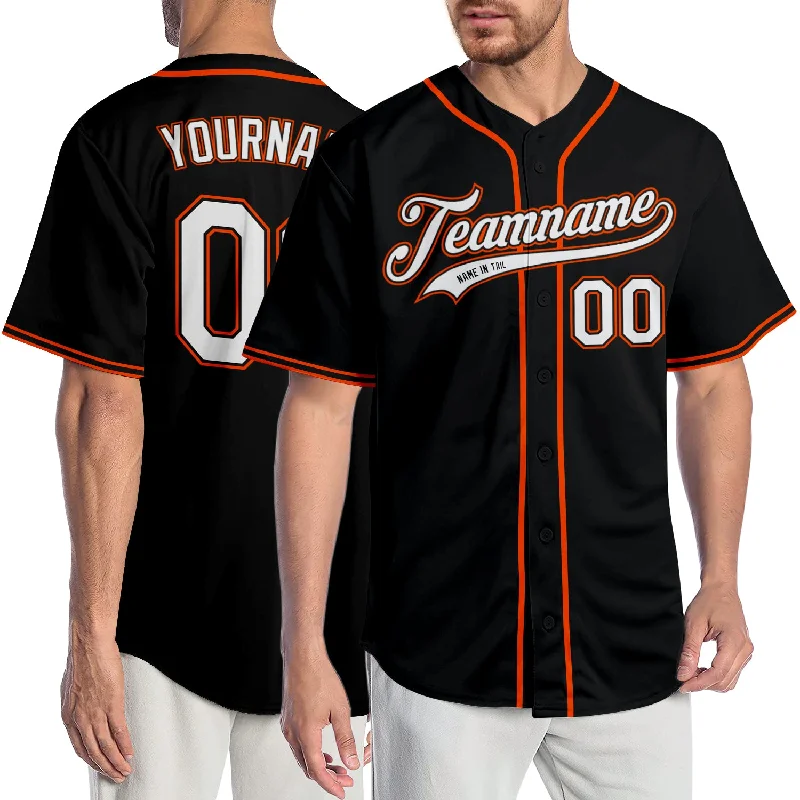 Baseball Jersey for Better Fit and Freedom of Movement-Custom Black White-Orange Authentic Baseball Jersey