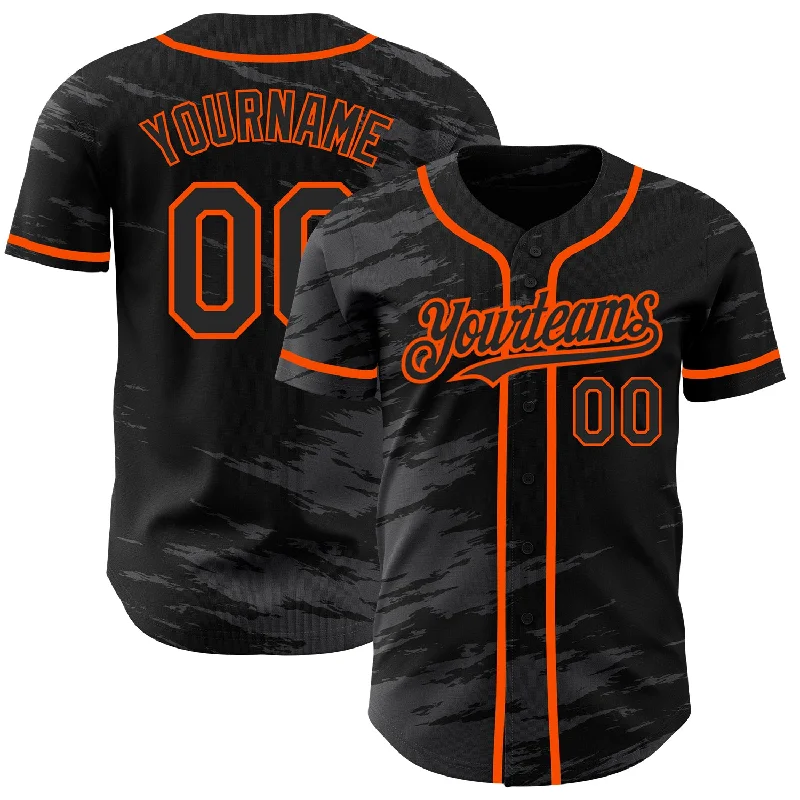 Baseball Jersey with Ultra-Light Design-Custom Black Steel Gray Splash Ink Orange Authentic Baseball Jersey