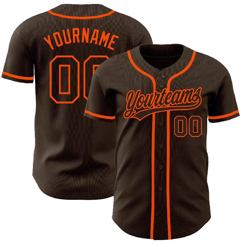 Baseball Jersey for Better Play and Full Mobility-Custom Brown Brown-Orange Authentic Baseball Jersey