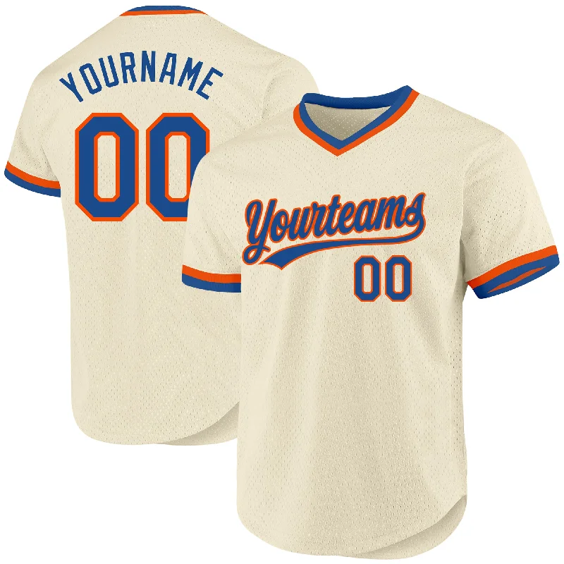 Baseball Jersey for Fast-Paced Games-Custom Cream Blue-Orange Authentic Throwback Baseball Jersey