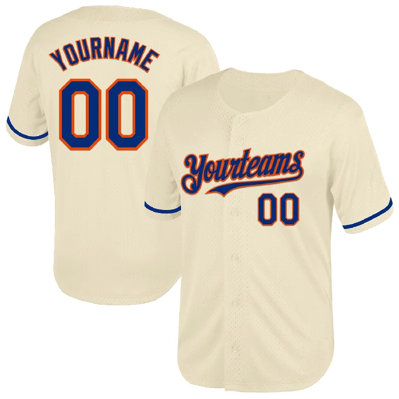 Baseball Jersey for Comfortable and Stylish Look-Custom Cream Royal-Orange Mesh Authentic Throwback Baseball Jersey