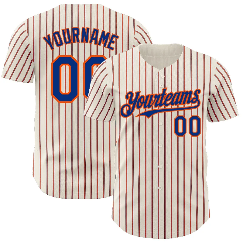 Baseball Jersey for Performance and Durability in Tough Conditions-Custom Cream (Royal Orange Pinstripe) Royal-Orange Authentic Baseball Jersey