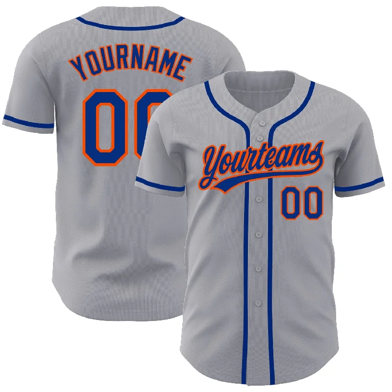 Baseball Jersey for Flexibility and Support During Play-Custom Gray Royal-Orange Authentic Baseball Jersey