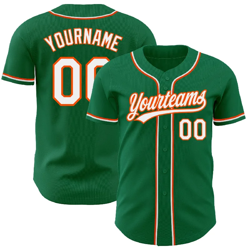 Baseball Jersey for All-Weather Performance and Comfort-Custom Kelly Green White-Orange Authentic Baseball Jersey