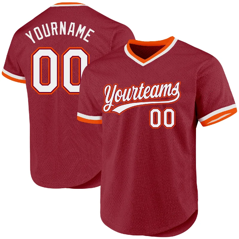 Baseball Jersey for Ideal Fit and Comfort-Custom Maroon White-Orange Authentic Throwback Baseball Jersey