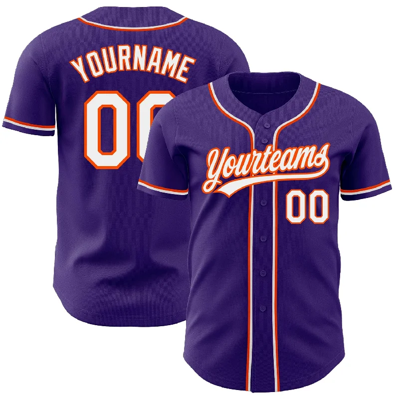 Baseball Jersey for Better Fit and Freedom of Movement-Custom Purple White-Orange Authentic Baseball Jersey