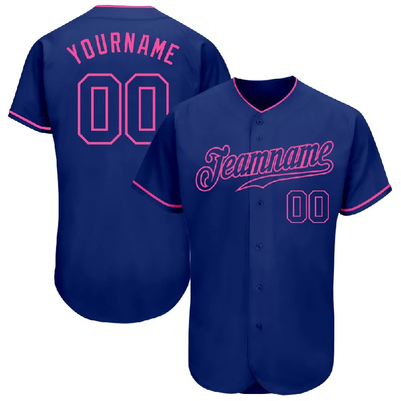 Baseball Jersey with Breathable Panels for Cooling-Custom Royal Royal-Pink Authentic Baseball Jersey