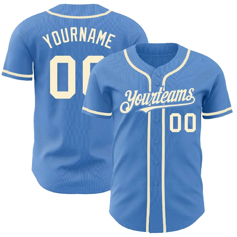 Best Baseball Jersey for Hot Weather-Custom Powder Blue Cream Authentic Baseball Jersey