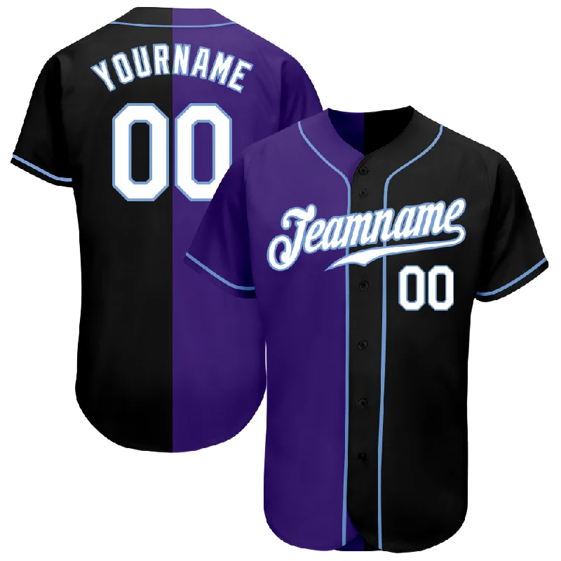 Baseball Jersey for Softball and Baseball Players-Custom Black White-Purple Authentic Split Fashion Baseball Jersey