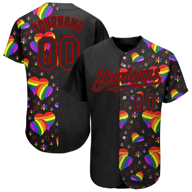 Baseball Jersey for Fast, Efficient Performance-Custom Rainbow For Pride Month Love Is Love LGBT 3D Authentic Baseball Jersey