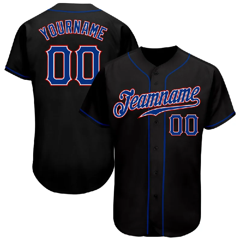 Baseball Jersey with Adjustable Fit and Breathability-Custom Black Royal-Red Authentic Baseball Jersey