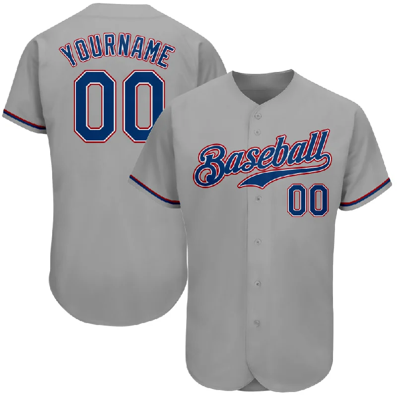 Baseball Jersey for Comfortable Fit and Look-Custom Gray Royal-Red Authentic Baseball Jersey