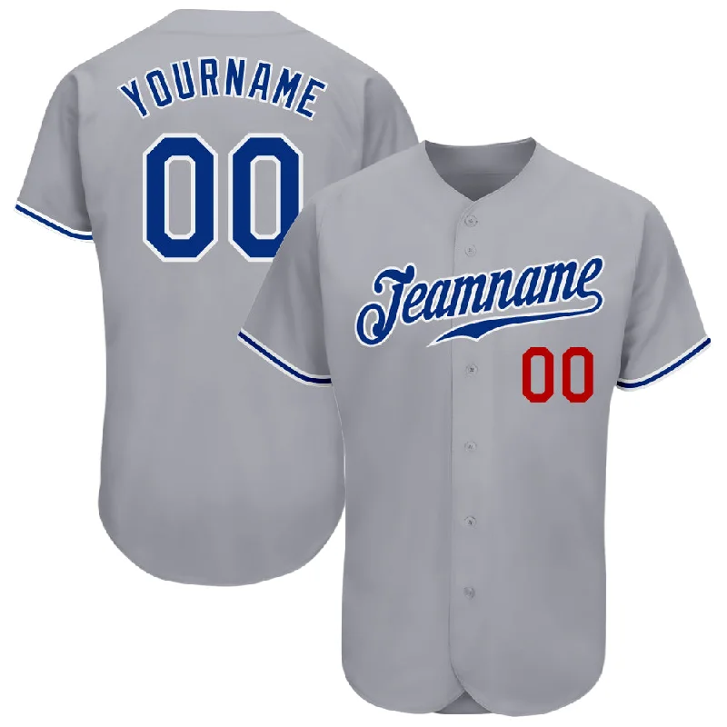 Baseball Jersey for Comfortable Swing and Batting Performance-Custom Gray Royal-Red Authentic Baseball Jersey