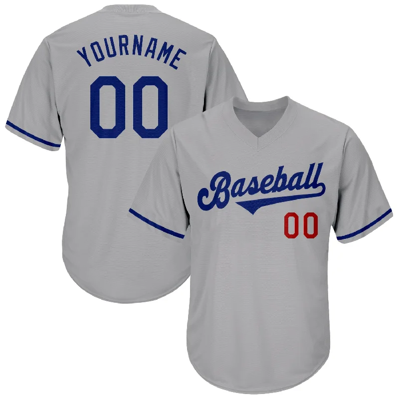 Baseball Jersey for Enhanced Speed and Agility-Custom Gray Royal-Red Authentic Throwback Rib-Knit Baseball Jersey Shirt