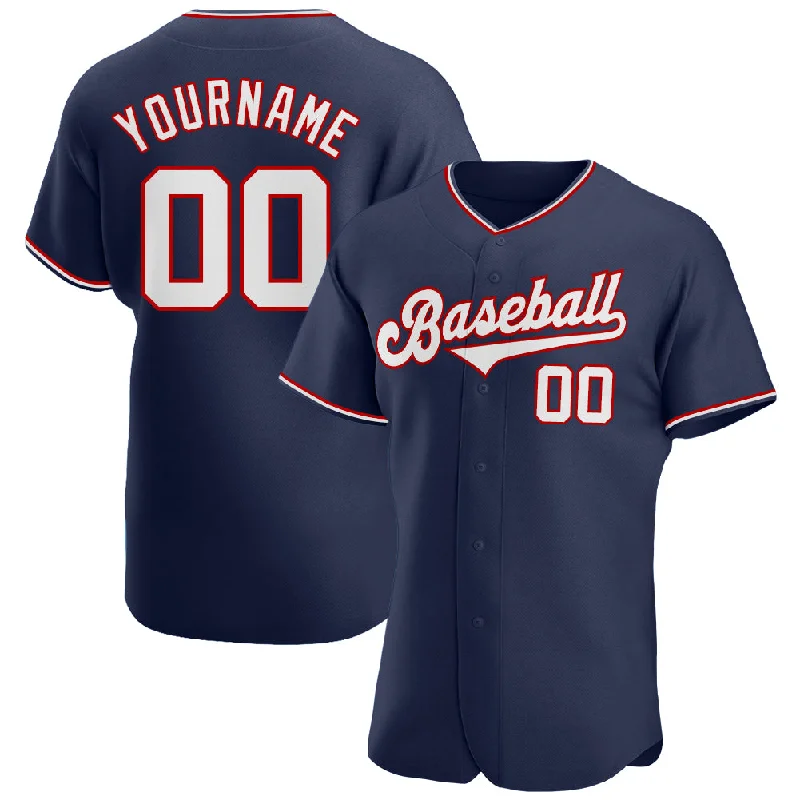 Baseball Jersey for Fast-Drying Fabric-Custom Navy White-Red Authentic Baseball Jersey