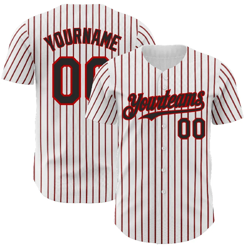 Baseball Jersey for Ultimate Performance and Agility-Custom White (Black Red Pinstripe) Black-Red Authentic Baseball Jersey