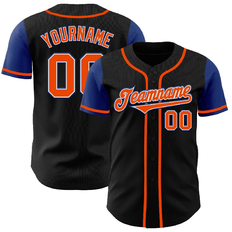 Baseball Jersey for Quick-Dry Comfort and Fit-Custom Black Orange-Royal Authentic Two Tone Baseball Jersey