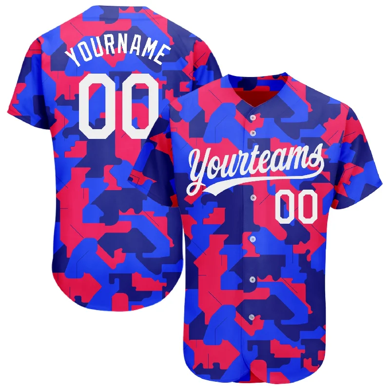 Baseball Jersey for Athletic Fit and Style-Custom Camo White-Royal 3D Pattern Design Authentic Salute To Service Baseball Jersey