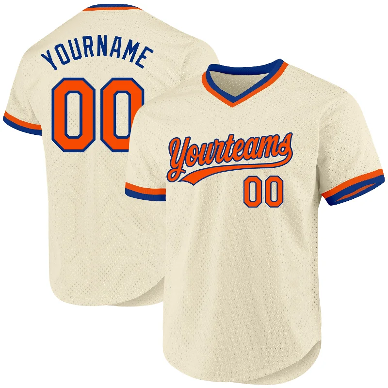 Baseball Jersey for All-Weather Play-Custom Cream Orange-Royal Authentic Throwback Baseball Jersey