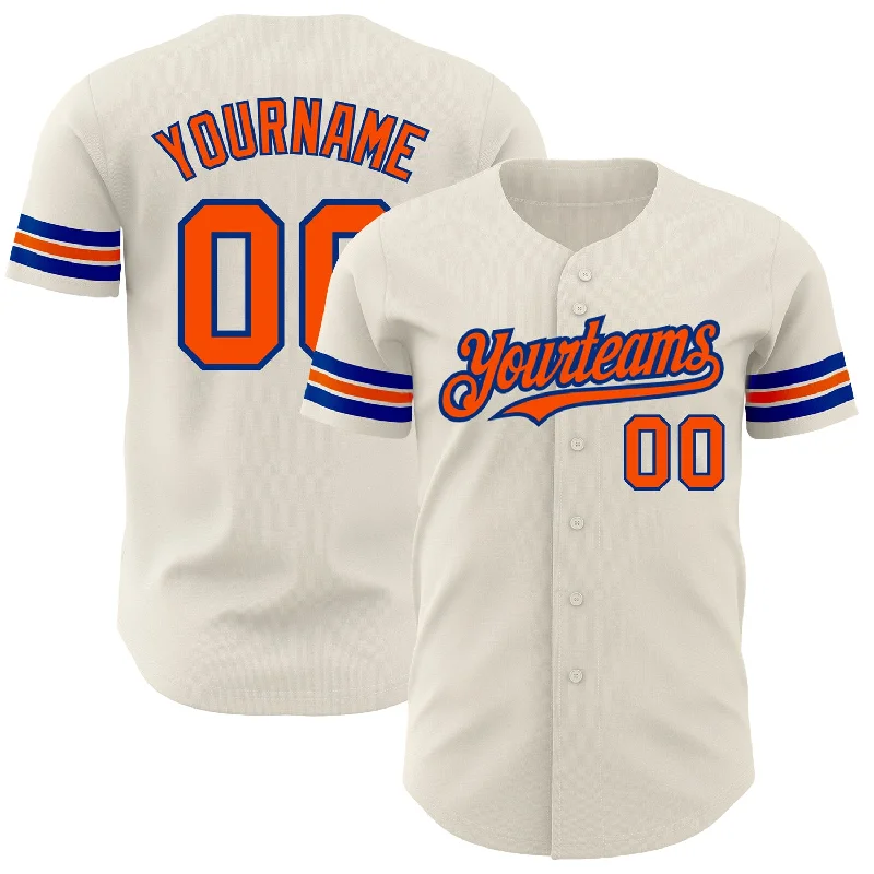 Baseball Jersey with Anti-Odor Technology-Custom Cream Orange-Royal Authentic Baseball Jersey