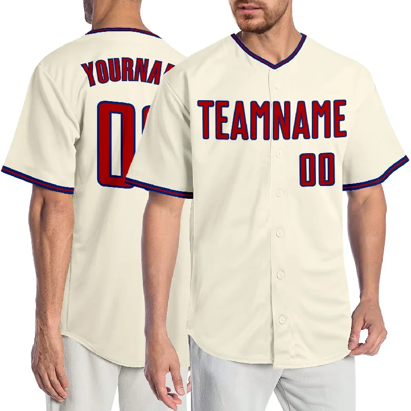 Baseball Jersey for Comfortable and Stylish Look-Custom Cream Red-Royal Authentic Baseball Jersey