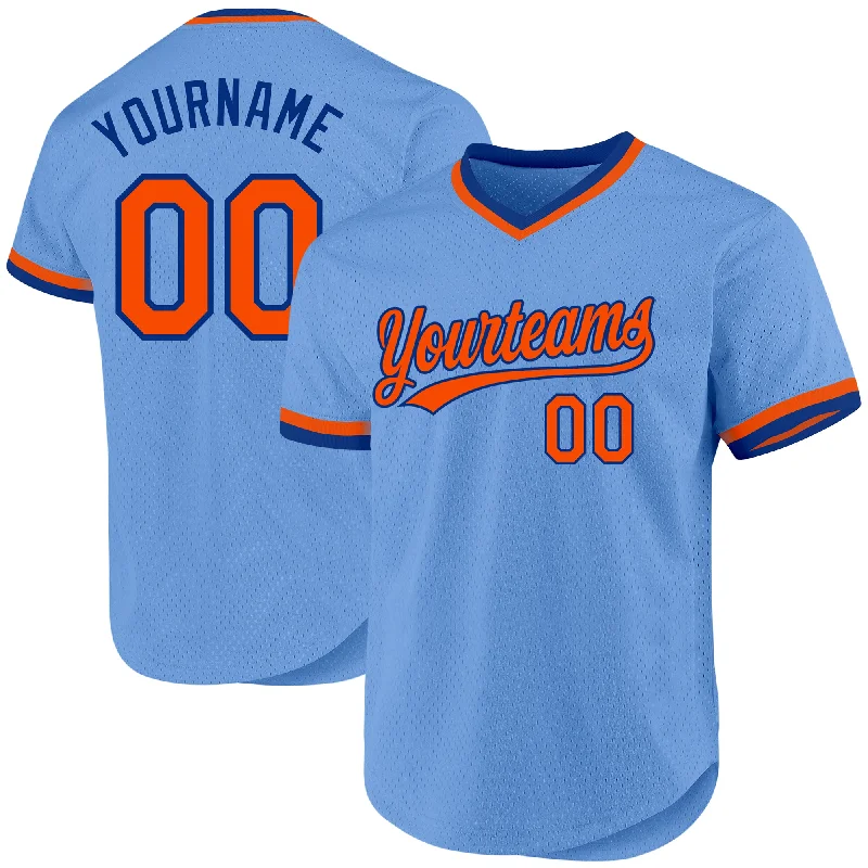 Baseball Jersey for Stylish Design and Maximum Comfort-Custom Light Blue Orange-Royal Authentic Throwback Baseball Jersey