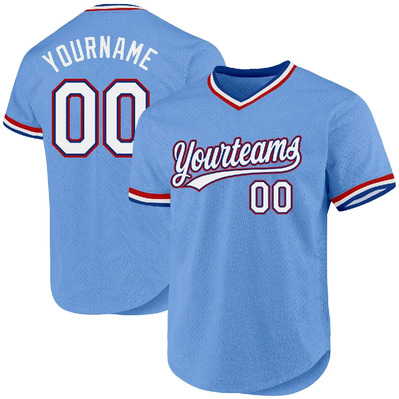 Baseball Jersey for Maximum Agility and Performance-Custom Light Blue Royal-Red Authentic Throwback Baseball Jersey