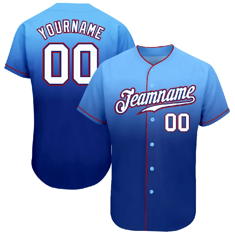 Baseball Jersey for Stylish Fit and Superior Comfort-Custom Light Blue White-Royal Authentic Fade Fashion Baseball Jersey