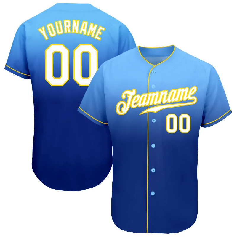 Baseball Jersey for Perfect Fit and Performance-Custom Light Blue White-Royal Authentic Fade Fashion Baseball Jersey