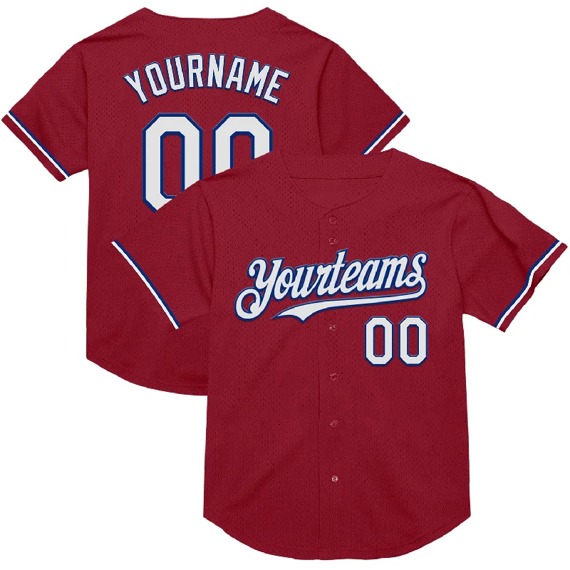 Baseball Jersey for Tight, Athletic Fit-Custom Maroon White-Royal Mesh Authentic Throwback Baseball Jersey