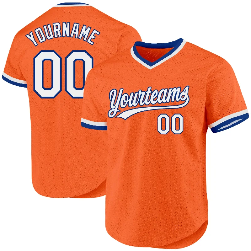 Baseball Jersey with Lightweight Design for Maximum Speed-Custom Orange White-Royal Authentic Throwback Baseball Jersey