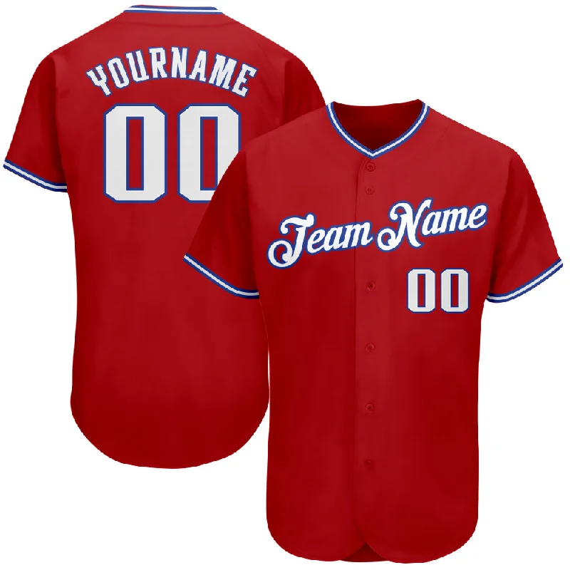 Baseball Jersey for Durable, Long-Lasting Performance-Custom Red White-Royal Authentic Baseball Jersey