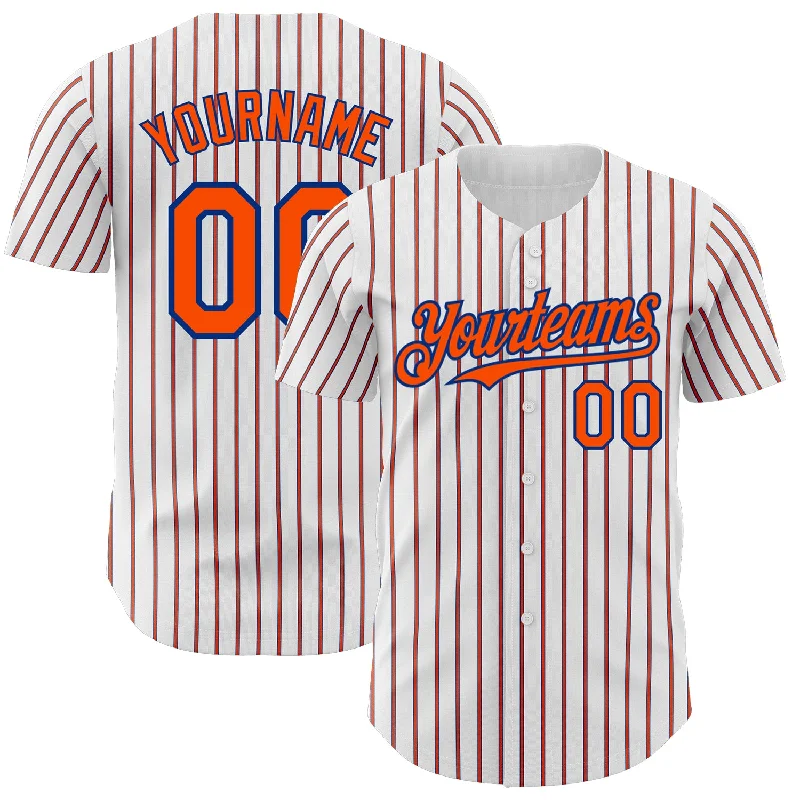 Baseball Jersey for Enhanced Comfort and Flexibility-Custom White (Royal Orange Pinstripe) Orange-Royal Authentic Baseball Jersey