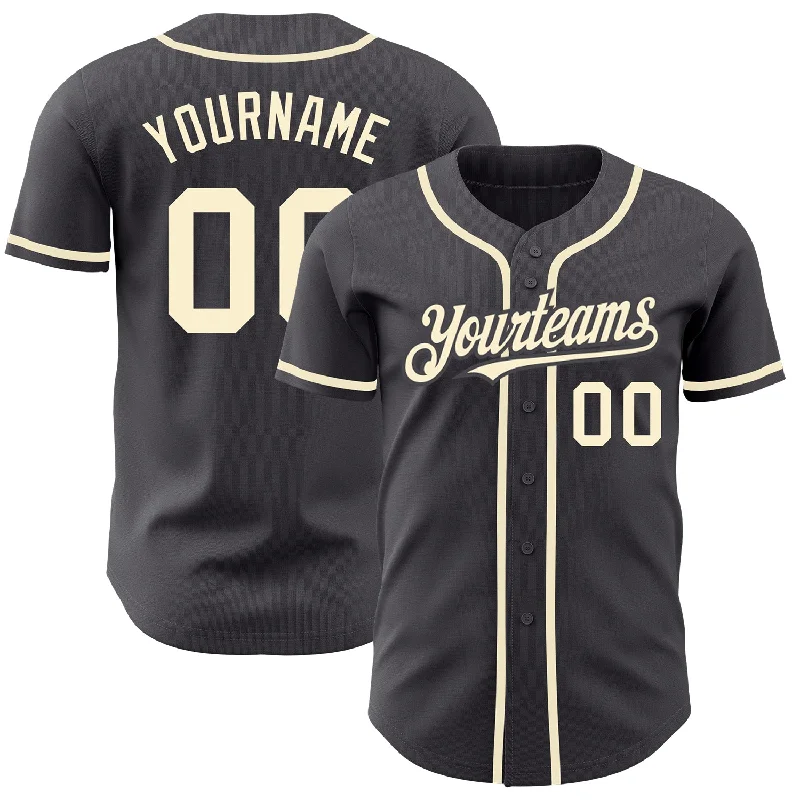 Baseball Jersey for Custom Names and Numbers-Custom Steel Gray Cream Authentic Baseball Jersey