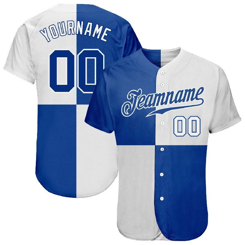 Baseball Jersey for Youth League Games-Custom White Royal 3D Pattern Design Multicolor Authentic Baseball Jersey