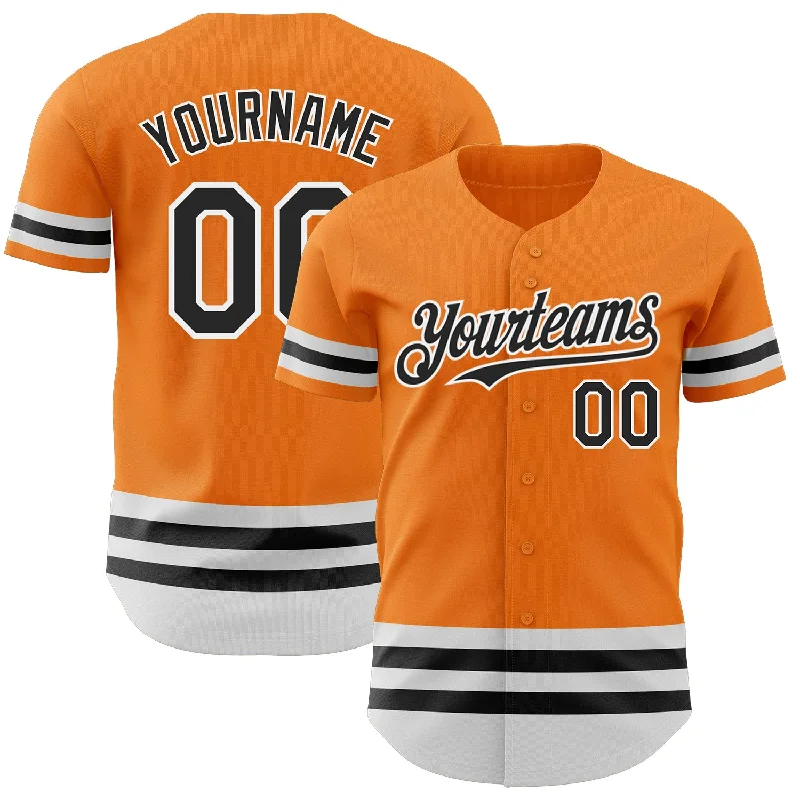 Baseball Jersey for Performance Fit for Every Player-Custom Bay Orange Black-White Line Authentic Baseball Jersey