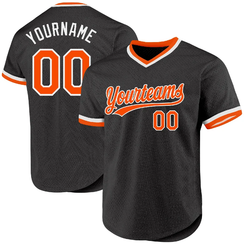 Baseball Jersey for Soft, Comfortable Wear-Custom Black Orange-White Authentic Throwback Baseball Jersey