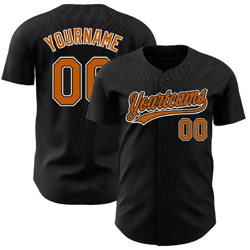 Baseball Jersey for Improved Movement and Performance-Custom Black Texas Orange-White Authentic Baseball Jersey