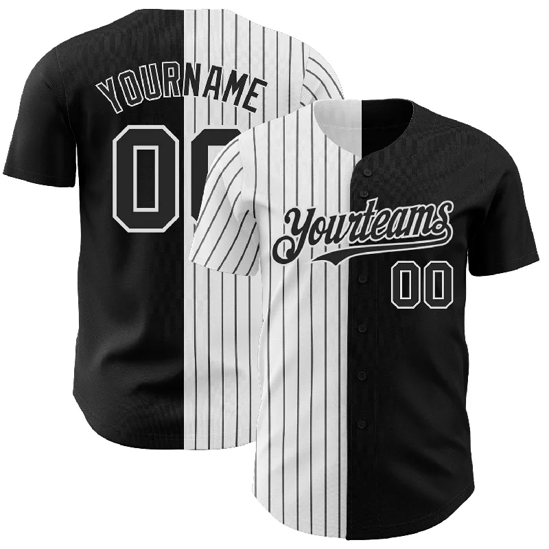 Baseball Jersey for Comfortable and Fast Play-Custom Black White-Black Pinstripe Authentic Split Fashion Baseball Jersey