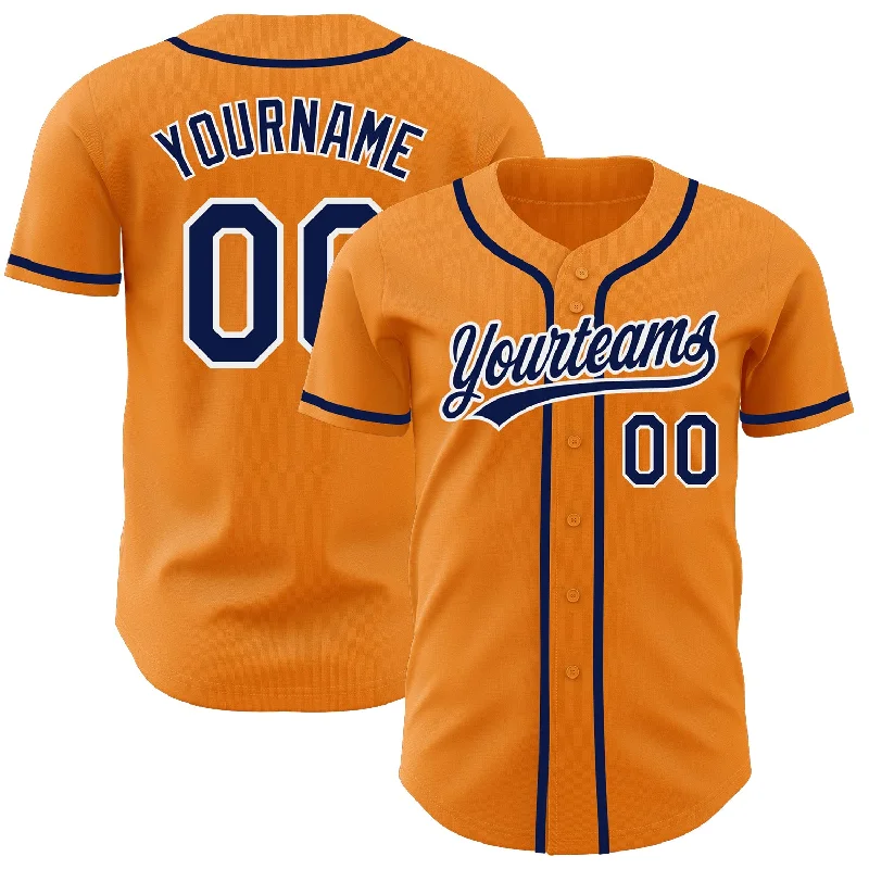 Baseball Jersey for Training and Play Comfort-Custom Bay Orange Navy-White Authentic Baseball Jersey