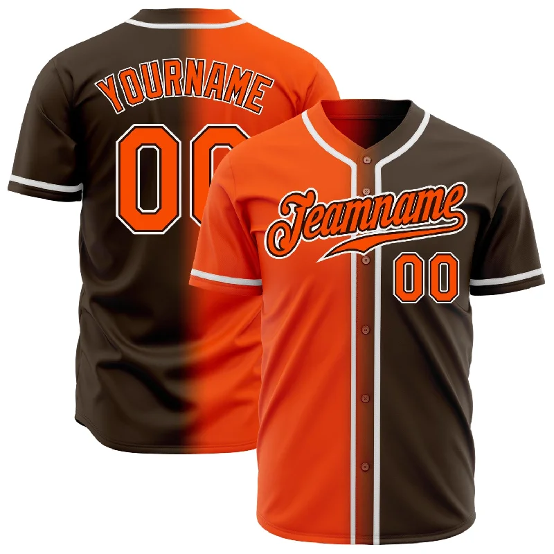 Baseball Jersey for Softball and Baseball Players-Custom Brown Orange-White Authentic Gradient Fashion Baseball Jersey