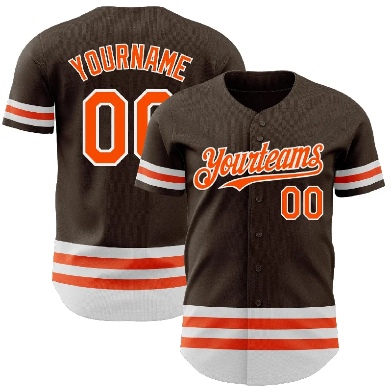 Baseball Jersey with Breathable Fabric-Custom Brown Orange-White Line Authentic Baseball Jersey