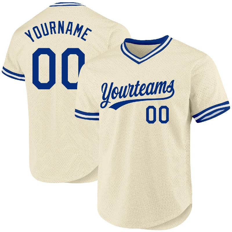 Baseball Jersey for Easy Movement-Custom Cream Royal-White Authentic Throwback Baseball Jersey