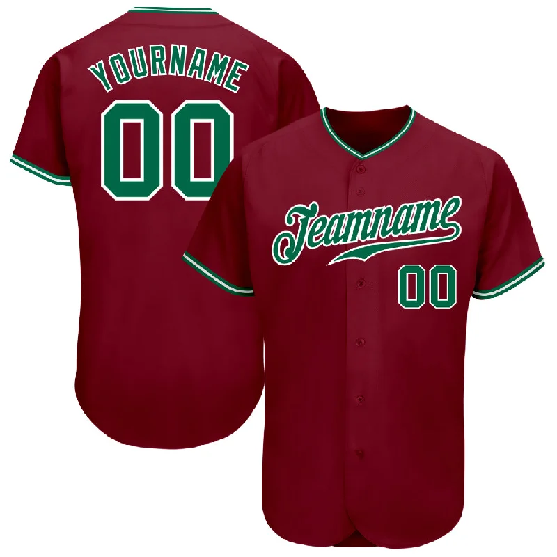 Baseball Jersey with Performance Technology for Comfort-Custom Crimson Kelly Green-White Authentic Baseball Jersey