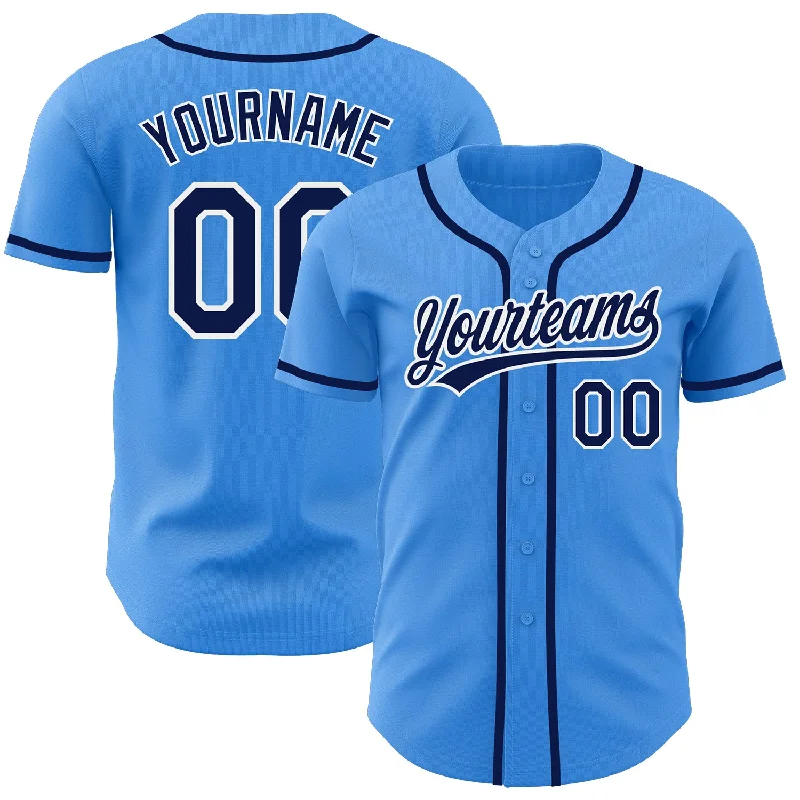 Baseball Jersey for Comfortable Swinging and Batting-Custom Electric Blue Navy-White Authentic Baseball Jersey