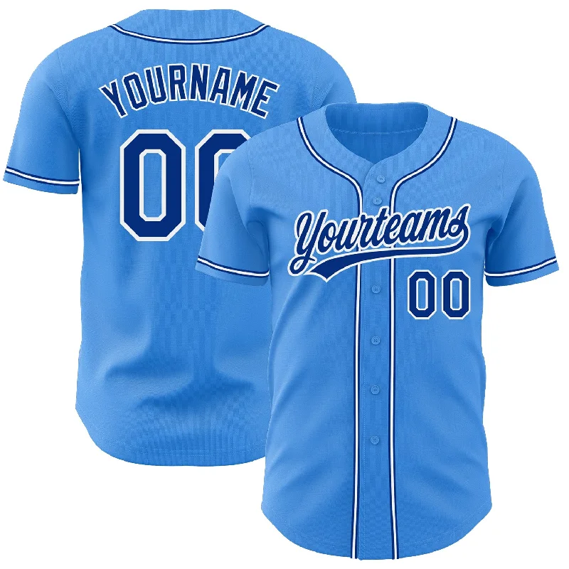 Baseball Jersey with Reinforced Shoulders for Protection-Custom Electric Blue Royal-White Authentic Baseball Jersey