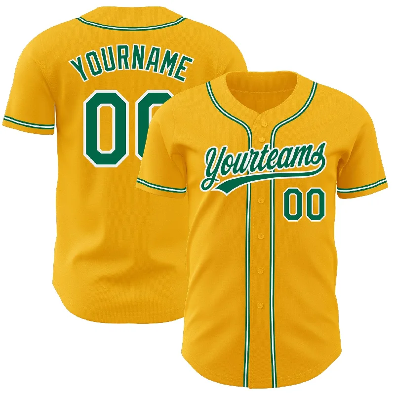 Baseball Jersey with Customizable Features for Teams-Custom Gold Kelly Green-White Authentic Baseball Jersey